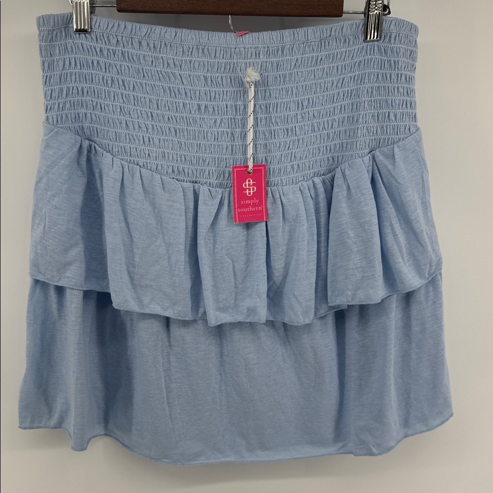 Simple Southern Blue Ruffled Tiered Skirt Women's Size XL NWT Cottagecore Flirty - Picture 2 of 7
